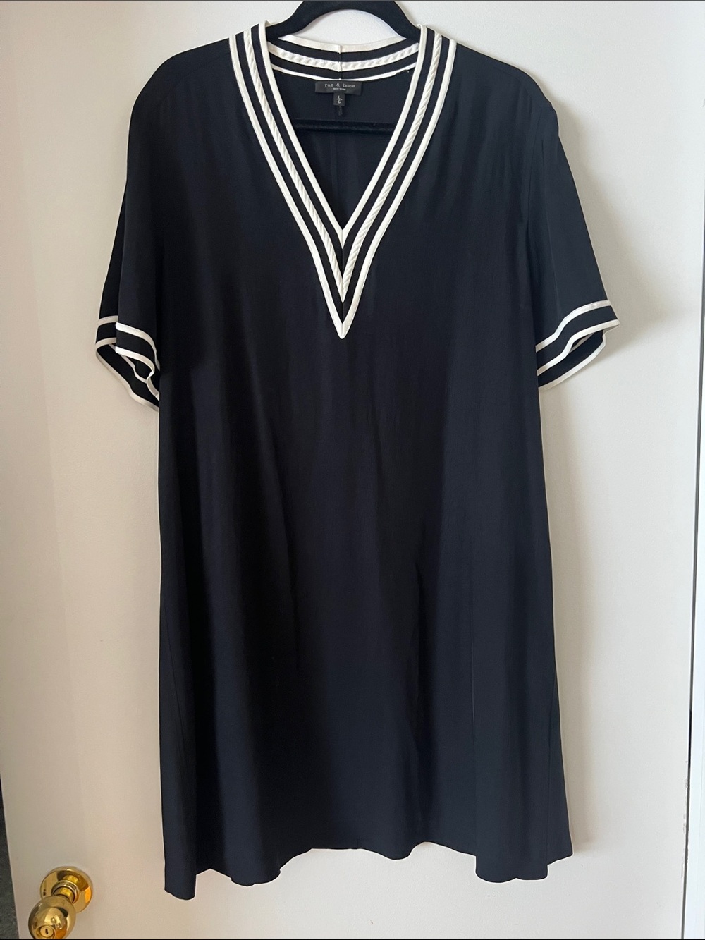 rag & bone Black Dress with White Stripe Trim